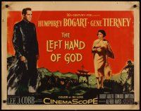 2z577 LEFT HAND OF GOD 1/2sh '55 art of priest Humphrey Bogart holding gun, sexy Gene Tierney!