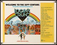 2z582 LOGAN'S RUN int'l 1/2sh '76 art of Michael York & Jenny Agutter running away by Charles Moll!