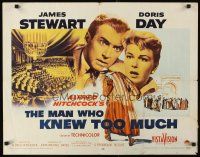 2z591 MAN WHO KNEW TOO MUCH 1/2sh '56 directed by Alfred Hitchcock, James Stewart & Doris Day!