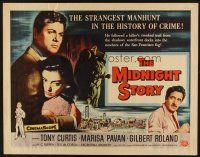2z597 MIDNIGHT STORY style A 1/2sh '57 Tony Curtis in strangest San Francisco manhunt in history!