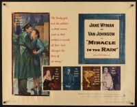 2z601 MIRACLE IN THE RAIN 1/2sh '56 great romantic art of Jane Wyman & Van Johnson!