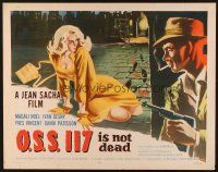 2z643 OSS 117 IS NOT DEAD 1/2sh '58 art of sexy blonde French babe + smoking guy with gun!