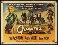 2z663 QUANTEZ 1/2sh '57 artwork of Fred MacMurray & sexy Dorothy Malone with torn shirt!