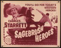 2z696 SAGEBRUSH HEROES 1/2sh '45 great image of western hero Charles Starrett fighting!