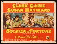 2z713 SOLDIER OF FORTUNE 1/2sh '55 art of Clark Gable with gun, plus sexy Susan Hayward!