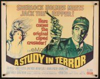 2z728 STUDY IN TERROR 1/2sh '66 art of Neville as Sherlock Holmes, the original caped crusader!
