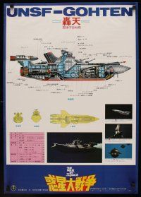 2z318 WAR IN SPACE Japanese '77 Jun Fukuda's Wakusei daisenso, Toho sci-fi, cool diagram of ship!