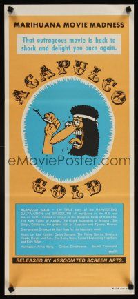 3b052 ACAPULCO GOLD Aust daybill R80s marijuana movie madness, Freak Brothers cartoon art!