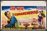 3b372 COMANCHEROS Belgian '61 different artwork of cowboy John Wayne, directed by Michael Curtiz!