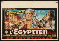 3b383 EGYPTIAN Belgian '54 artwork of Jean Simmons, Victor Mature & Gene Tierney in ancient Egypt!