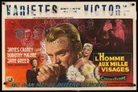 3b417 MAN OF A THOUSAND FACES Belgian '57 different art of James Cagney as Lon Chaney Sr.!