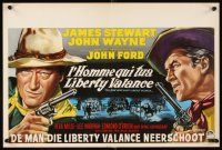 3b418 MAN WHO SHOT LIBERTY VALANCE Belgian '62 John Ford, art ot John Wayne & James Stewart