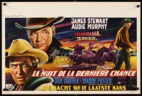 3b425 NIGHT PASSAGE Belgian '57 cool western artwork of Jimmy Stewart & Audie Murphy!