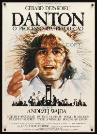 3b018 DANTON Brazilian '82 Andrzej Wajda, cool art of Gerard Depardieu in title role!