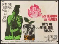 3b505 DAYS OF WINE & ROSES British quad '63 Blake Edwards, alcoholics Jack Lemmon & Lee Remick!