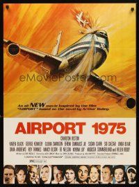 3b086 AIRPORT 1975 1sh '74 Charlton Heston, Karen Black, G. Akimoto aviation accident art!