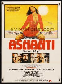 3b580 ASHANTI Danish '79 Michael Caine, Peter Ustinov, Beverly Johnson, slave trading lives!