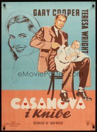 3b607 CASANOVA BROWN Danish '46 great art of lover Gary Cooper, Teresa Wright & baby!