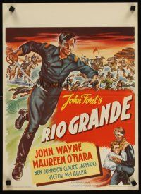 3b034 RIO GRANDE Dutch '50 artwork of John Wayne running with sword, directed by John Ford!
