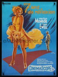 3b257 SEVEN YEAR ITCH French 23x32 R70s best art of Marilyn Monroe's skirt blowing by Grinsson!