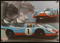 3b037 GULF PORSCHE 917 2-sided 24x34 Swiss advertising poster '70s images of classic Le Mans racer!