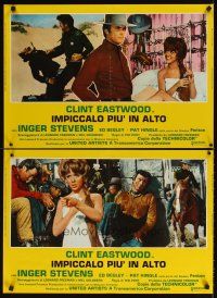 3b163 HANG 'EM HIGH set of 6 Italian photobustas '68 Clint Eastwood, they hung the wrong man!