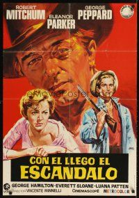 3b079 HOME FROM THE HILL Spanish R72 Jano art of Robert Mitchum, Eleanor Parker & George Peppard!