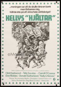 3b211 KELLY'S HEROES Swedish '70 Eastwood, Savalas, Sutherland, Jack Davis Spirit of '76 art!