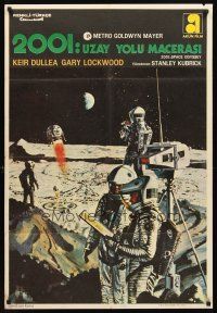 3b123 2001: A SPACE ODYSSEY Turkish '68 Stanley Kubrick, art of astronauts by Bob McCall