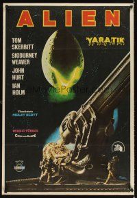 3b124 ALIEN Turkish '79 Ridley Scott sci-fi monster classic, cool different art by Omer!