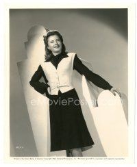 3c074 BARBARA STANWYCK 8x10 still '42 full-length smiling & modeling cool outfit!