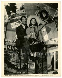 3c405 HOLIDAY 8x10 still R48 Katharine Hepburn & Cary Grant with cool travel posters!