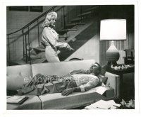 3c427 I MARRIED A WOMAN 8x10 still '58 gorgeous Diana Dors points at George Gobel on couch!