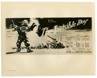 3c444 INVISIBLE BOY 8x10 still '57 cool image of Robby the Robot on the 24-sheet!