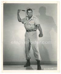 3c486 JOHNNY WEISSMULLER 8x10 still '50s full-length as Jungle Jim throwing knife by Cronenweth!