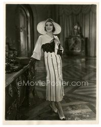 3c563 LORETTA YOUNG 7.75x10 still '31 in great striped & dotted dress from I Like Your Nerve!