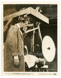 3c576 MAD MAGICIAN 8x10 still '54 cop Patrick O'Neal looks at dummy on table by buzz saw blade!