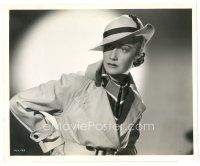 3c640 MIRIAM HOPKINS 8x10 still '37 close up in trench coat & cool hat from The Woman I Love!