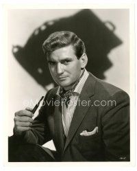3c775 ROD TAYLOR 8x10 still '60s great waist-high portrait holding pipe with shadow background!
