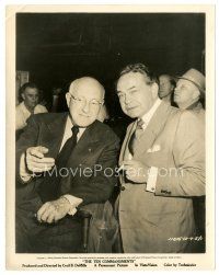 3c882 TEN COMMANDMENTS candid 8x10 still '56 Edward G. Robinson with director Cecil B. DeMille!