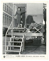 3c901 THIS WOMAN IS DANGEROUS candid 8x10 still '52 Joan Crawford standing on back of her trailer!