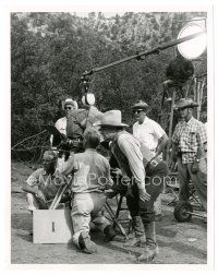 3c920 TRIBUTE TO A BAD MAN candid deluxe 8x10 still '56 James Cagney on set by lights & camera!