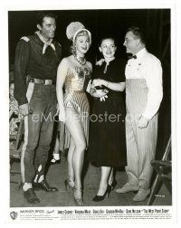 3c965 WEST POINT STORY candid 8x10 still '50 James & Jeanne Cagney, Greg Peck, Virginia Mayo on set