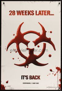 3f016 28 WEEKS LATER teaser DS 1sh '07 Catherine McCormack, Robert Carlyle, zombies!