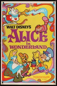 3f036 ALICE IN WONDERLAND 1sh R81 Walt Disney Lewis Carroll classic, cool psychedelic art!