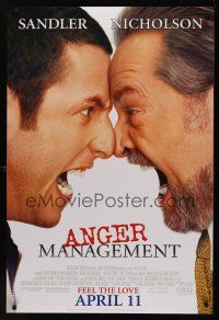 3f047 ANGER MANAGEMENT advance DS 1sh '03 Adam Sandler & Jack Nicholson face off!