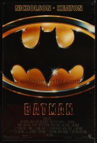 3f065 BATMAN glossy 1sh '89 Michael Keaton, Jack Nicholson, directed by Tim Burton!
