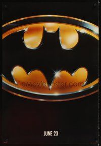 3f068 BATMAN matte teaser 1sh '89 Michael Keaton, Jack Nicholson, directed by Tim Burton!