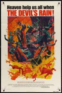3f173 DEVIL'S RAIN 1sh '75 Ernest Borgnine, William Shatner, Anton Lavey, cool Mort Kunstler art!