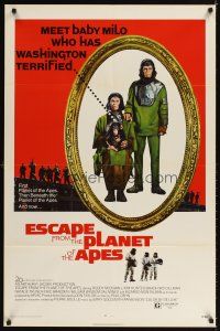 3f216 ESCAPE FROM THE PLANET OF THE APES 1sh '71 meet Baby Milo who has Washington terrified!
